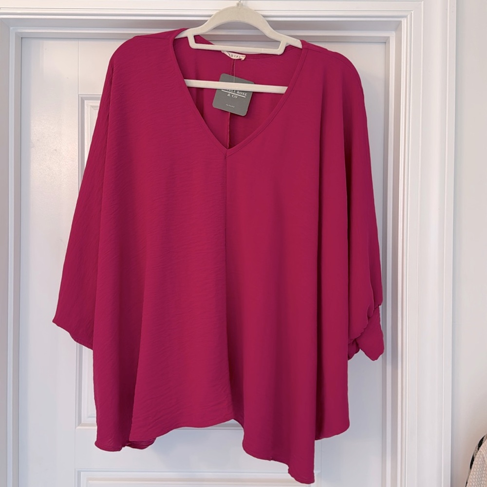 NWT Jodifil magenta butterfly sleeve top